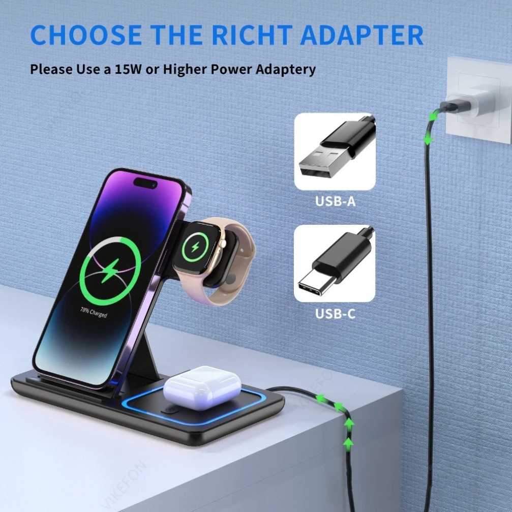 Foldable 3 in 1 Wireless Charg - đánh giá và giá Iwatch Smartwatch