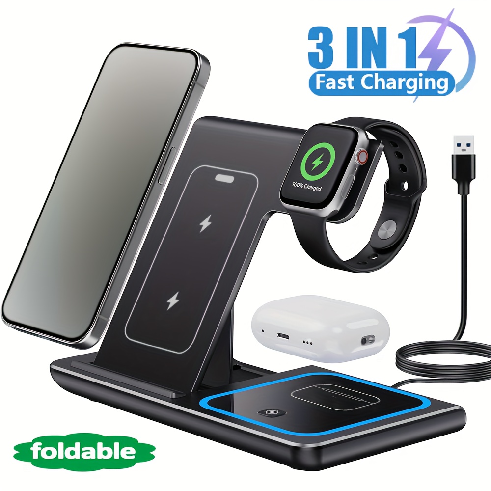 3-In-1 Foldable Wireless Charg - đánh giá và giá Iwatch Smartwatch
